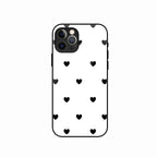 Heart Pattern White Glass Case Cover for iPhone 15 Pro Max