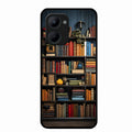 Colorful Bookshelf Art Glass Case Cover for Realme C33 2023