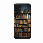 Colorful Bookshelf Art Glass Case Cover for Samsung Galaxy A25 5G