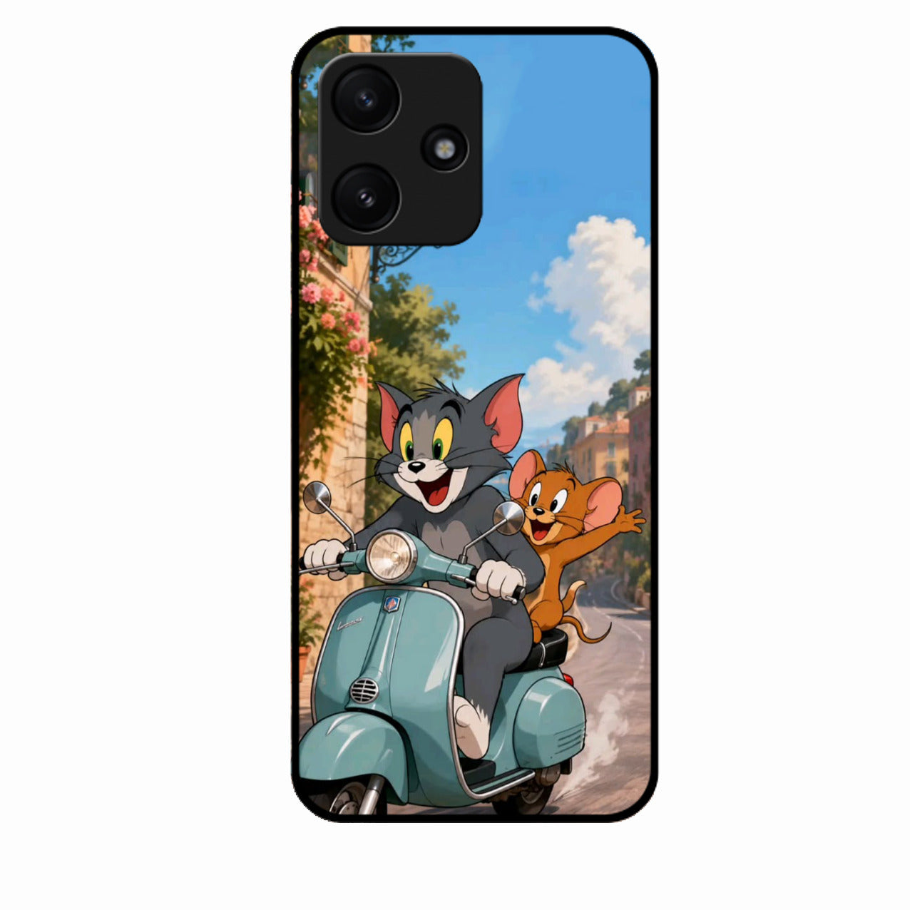 Cartoon Scooter Adventure Premium Glass Phone Case for Redmi 12 5G