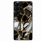 Black Gold Marble Glass Phone Case for Samsung Galaxy S25 Ultra 5G