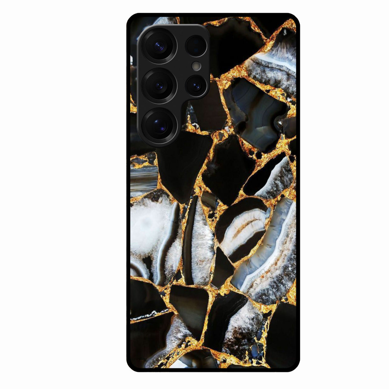 Black Gold Marble Glass Phone Case for Samsung Galaxy S25 Ultra 5G
