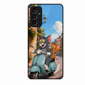 Cartoon Scooter Adventure Premium Glass Phone Case for Samsung Galaxy F15 5G