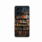 Colorful Bookshelf Art Glass Case Cover for iQOO Z6 Lite 5G