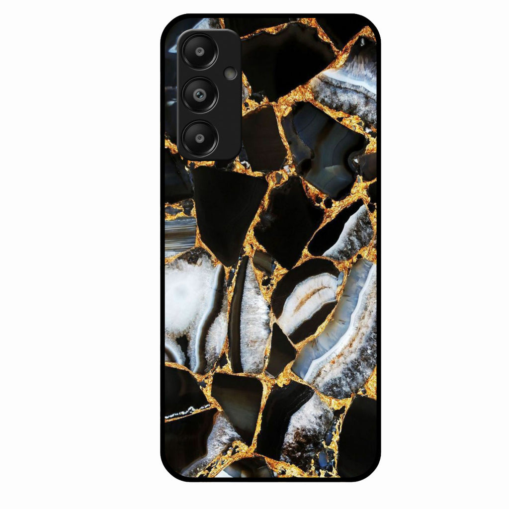 Black Gold Marble Glass Phone Case for Samsung Galaxy M14 5G