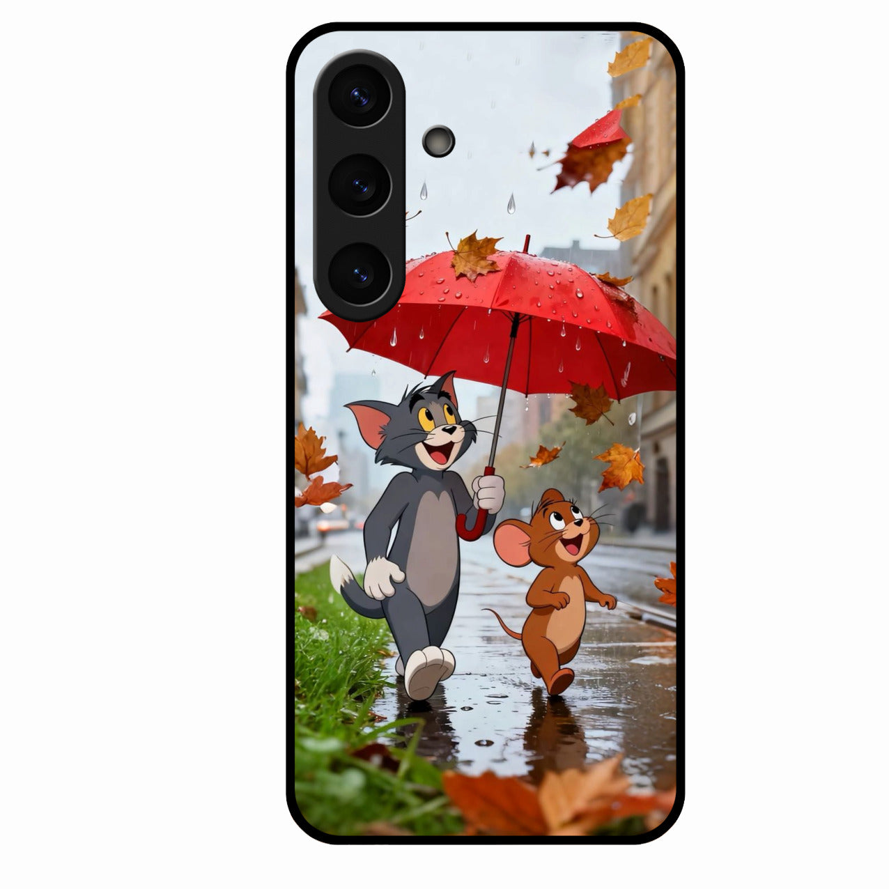 Rainy Day Cartoon Glass Phone Case for Samsung Galaxy S25 5G
