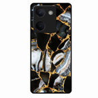 Black Gold Marble Glass Phone Case for Vivo Y200 Pro 5G