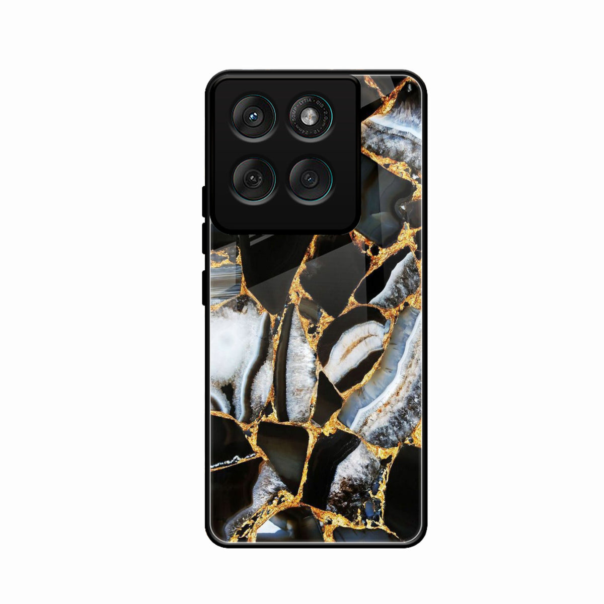 Black Gold Marble Glass Phone Case for Motorola G57 Power 5G