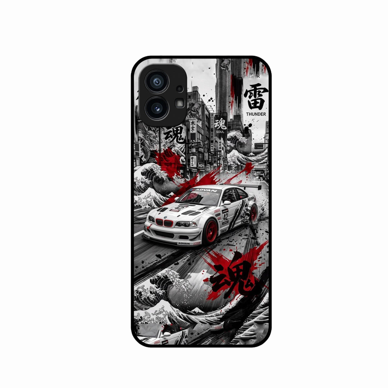 Japanese Wave Drift Racing Premium Glass Phone Case for Nothing Phone 1
