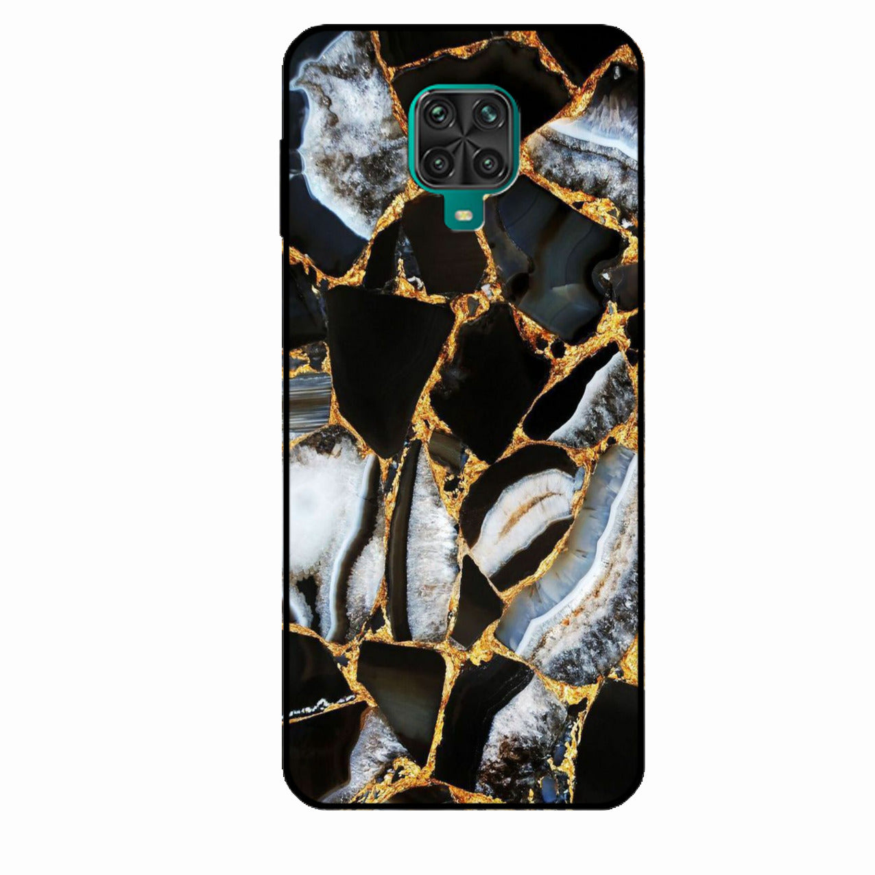 Black Gold Marble Glass Phone Case for Redmi Note 10 Lite