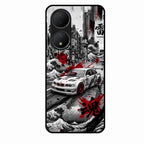 Japanese Wave Drift Racing Premium Glass Phone Case for Vivo T2 5G