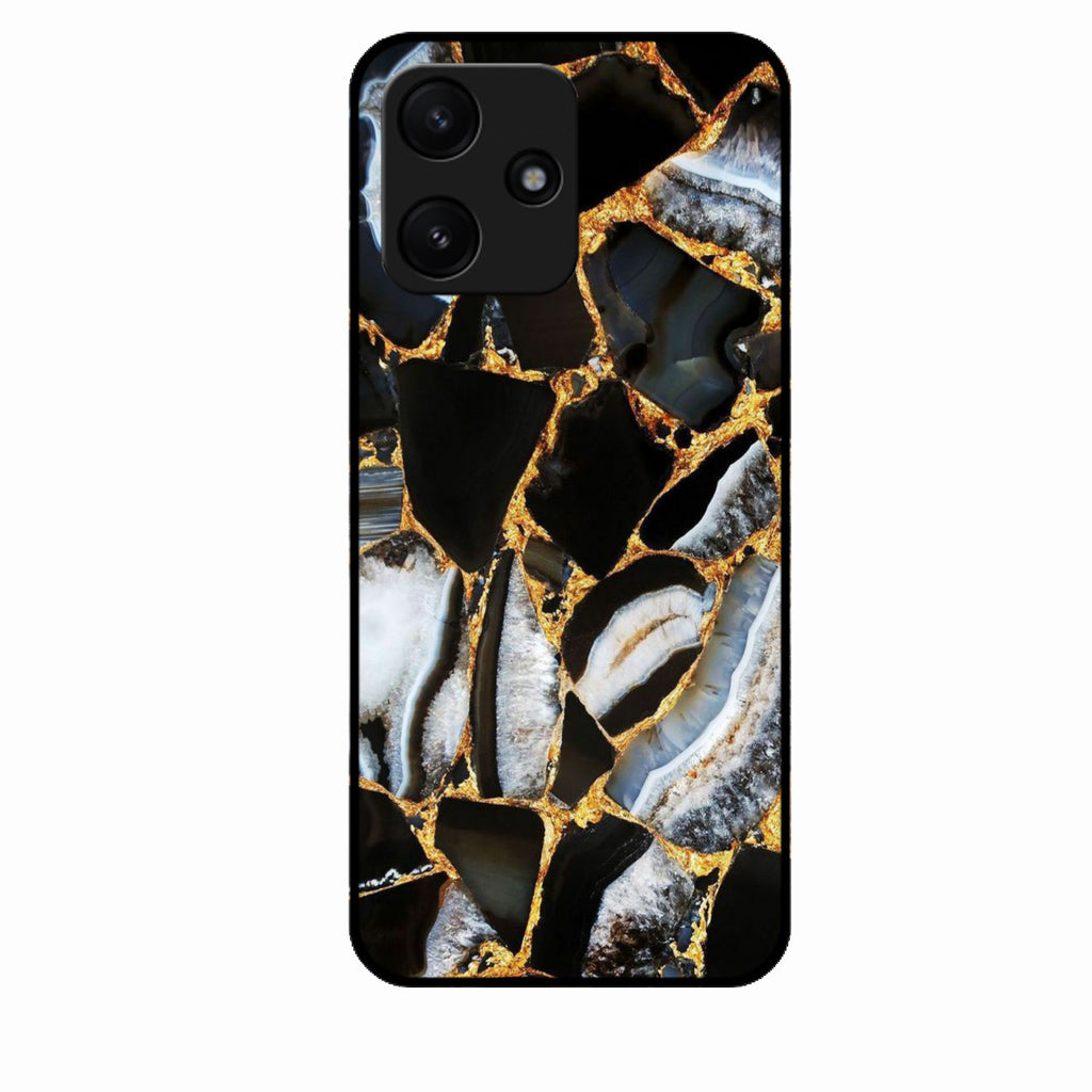 Black Gold Marble Glass Phone Case for Redmi 12 5G