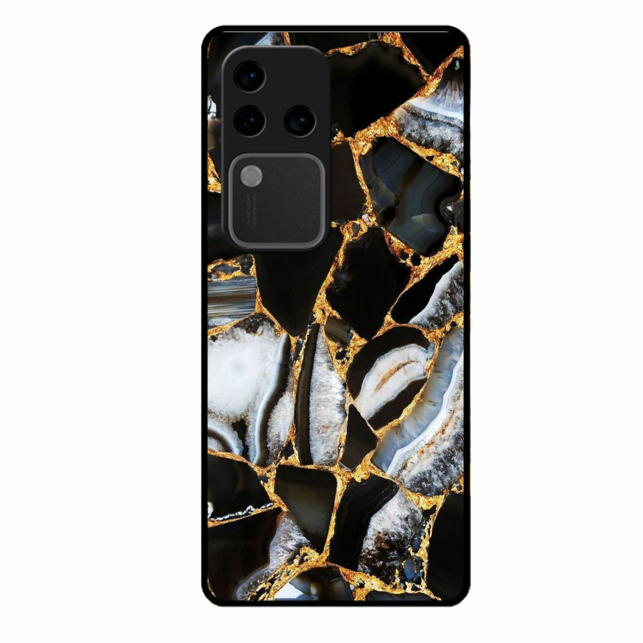 Black Gold Marble Glass Phone Case for Vivo V30 Pro 5G