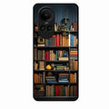 Colorful Bookshelf Art Glass Case Cover for Oppo Reno 10 5G