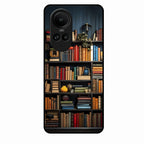 Colorful Bookshelf Art Glass Case Cover for Oppo Reno 10 5G