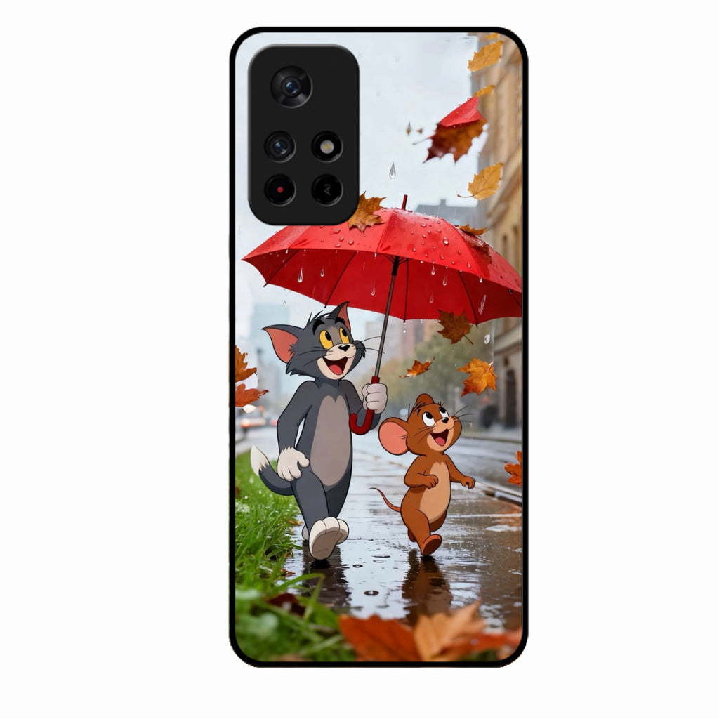 Rainy Day Cartoon Glass Phone Case for Redmi Note 11T 5G