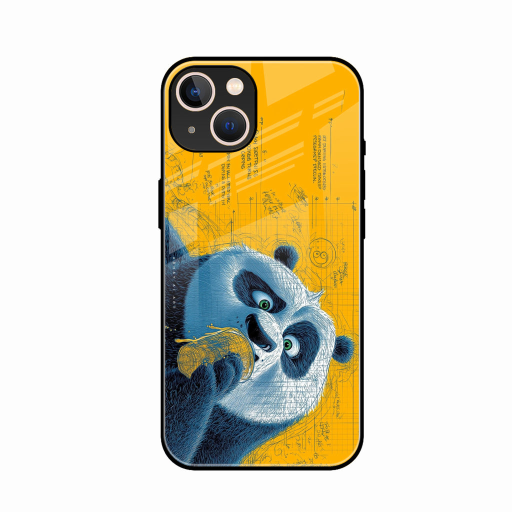 Cute Panda Sketch Premium Glass Phone Case for iPhone 14