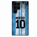 Blue Stripes Number 10 Football Glass Phone Case for Samsung Galaxy S23 Ultra 5G