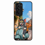 Cartoon Scooter Adventure Premium Glass Phone Case for Oppo Reno 12 Pro 5G