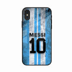 Blue Stripes Number 10 Football Glass Phone Case for iPhone XS