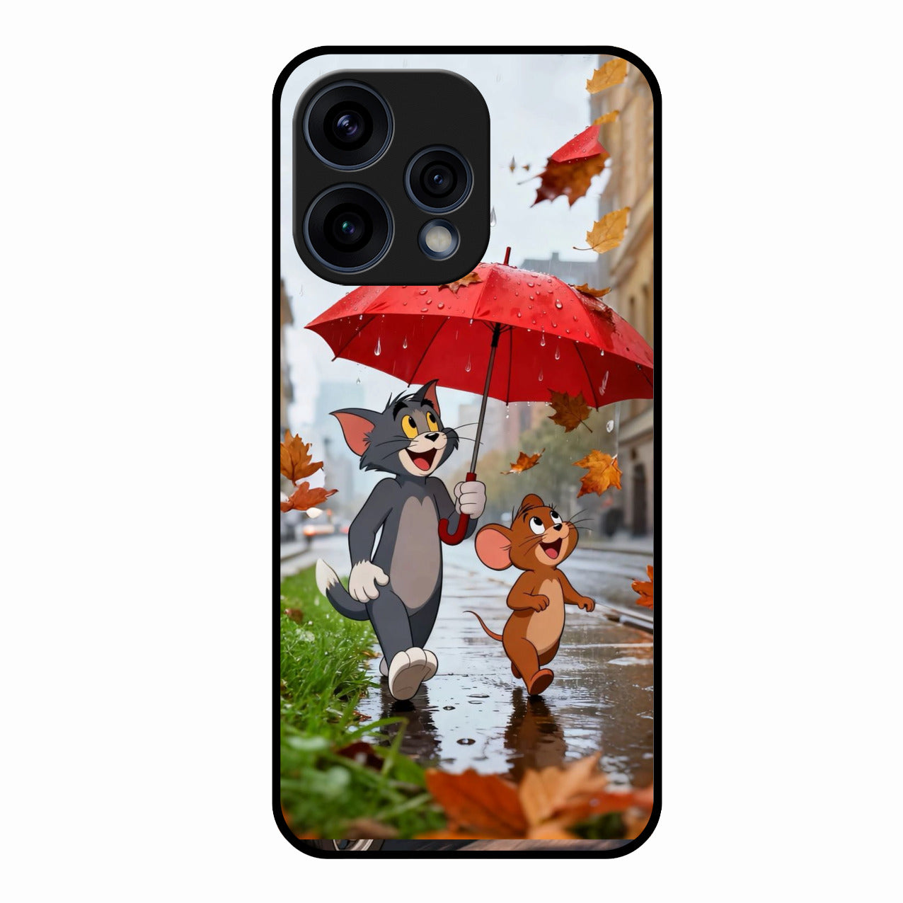 Rainy Day Cartoon Glass Phone Case for Oppo Reno 15 5G