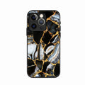 Black Gold Marble Glass Phone Case for iPhone 14 Pro Max