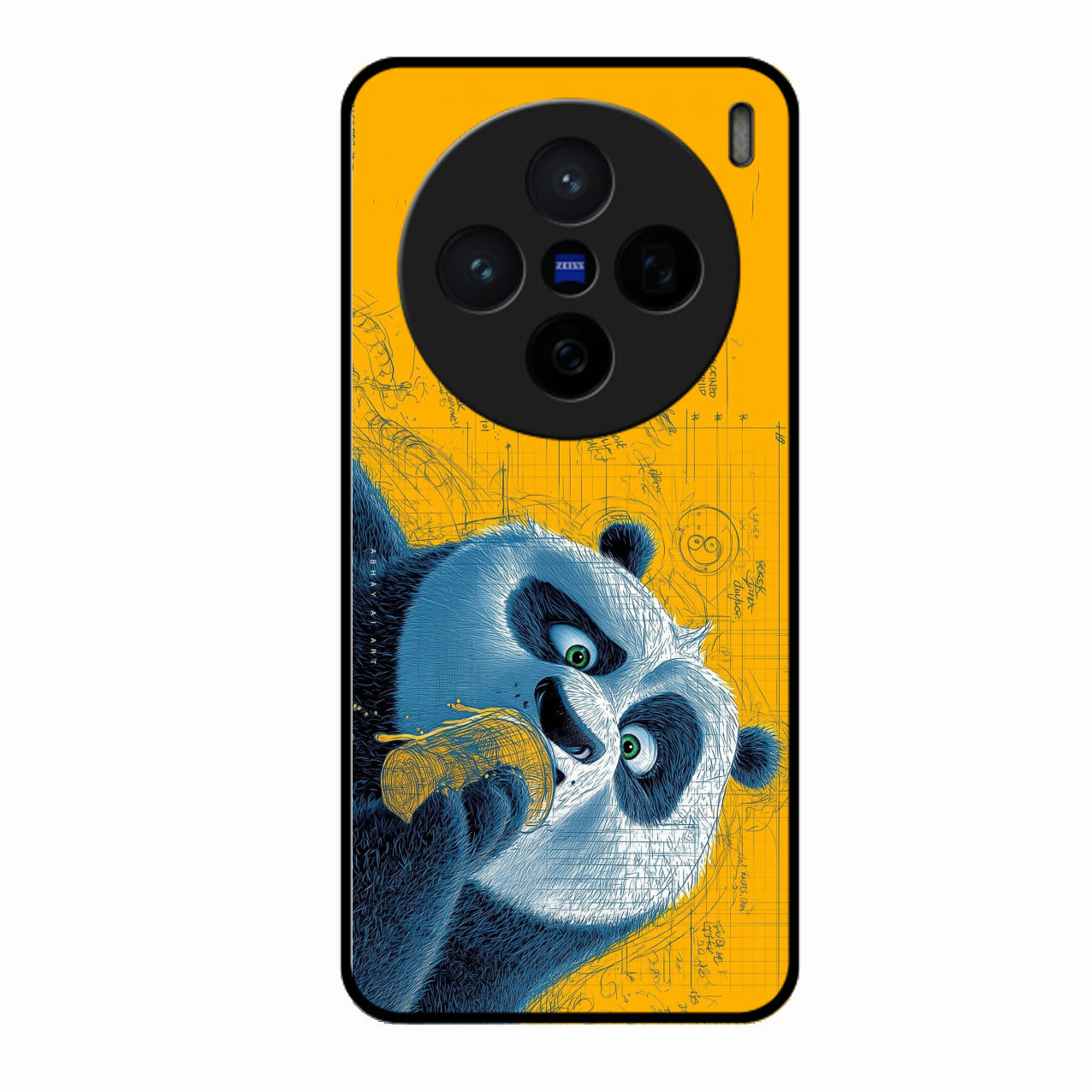 Cute Panda Sketch Premium Glass Phone Case for Vivo X200 5G