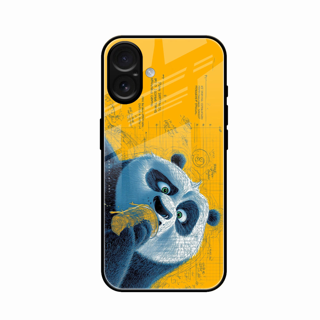 Cute Panda Sketch Premium Glass Phone Case for iPhone 17