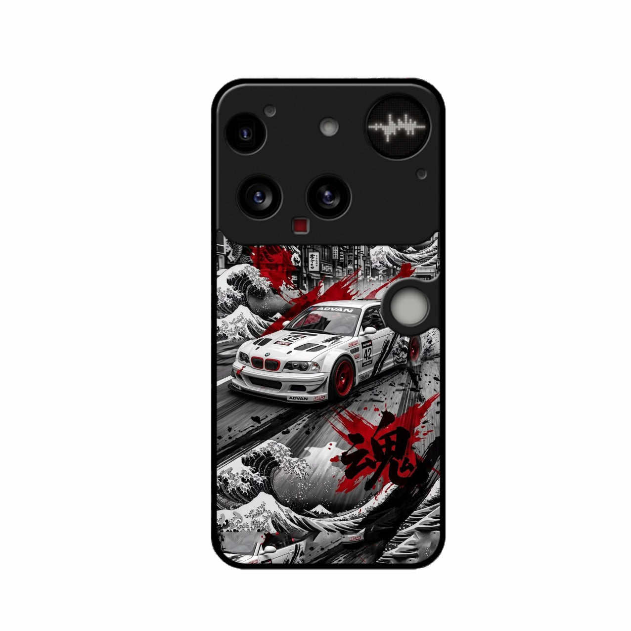 Japanese Wave Drift Racing Premium Glass Phone Case for Nothing Phone 3
