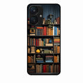 Colorful Bookshelf Art Glass Case Cover for Redmi 13C 5G