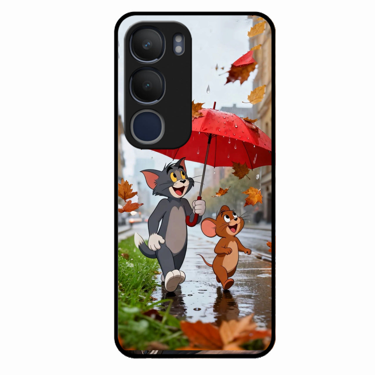 Rainy Day Cartoon Glass Phone Case for Vivo Y29 5G