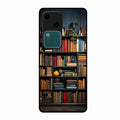 Colorful Bookshelf Art Glass Case Cover for Vivo V30 5G