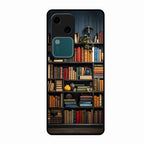 Colorful Bookshelf Art Glass Case Cover for Vivo V30 5G