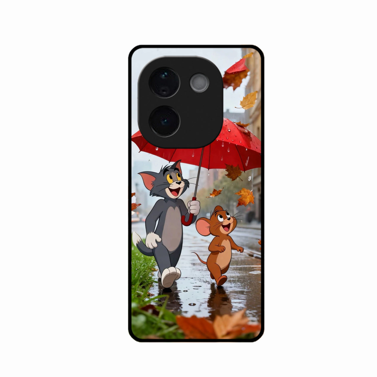 Rainy Day Cartoon Glass Phone Case for iQOO Z9S Pro 5G