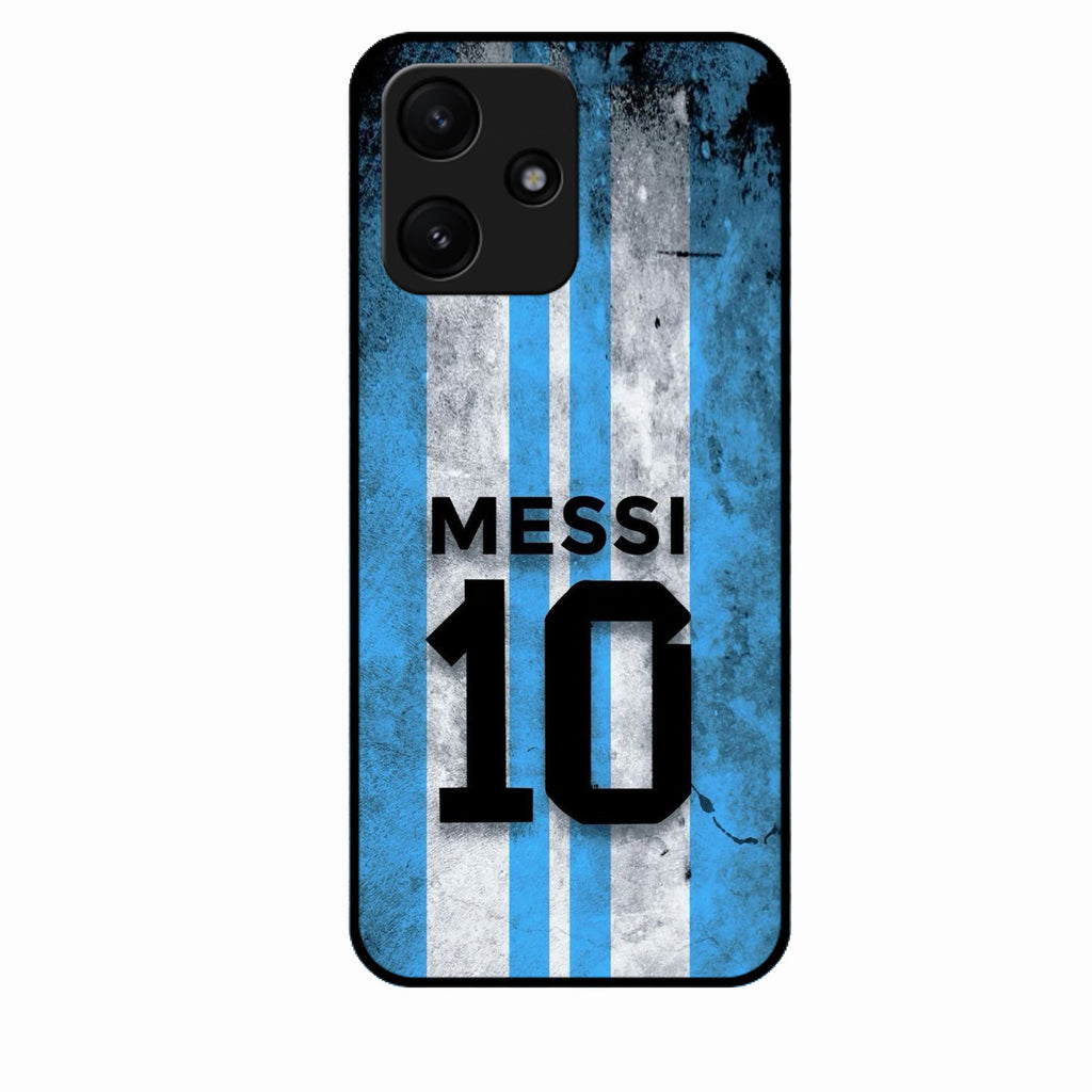 Blue Stripes Number 10 Football Glass Phone Case for Redmi 12 5G