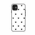 Heart Pattern White Glass Case Cover for iPhone 11