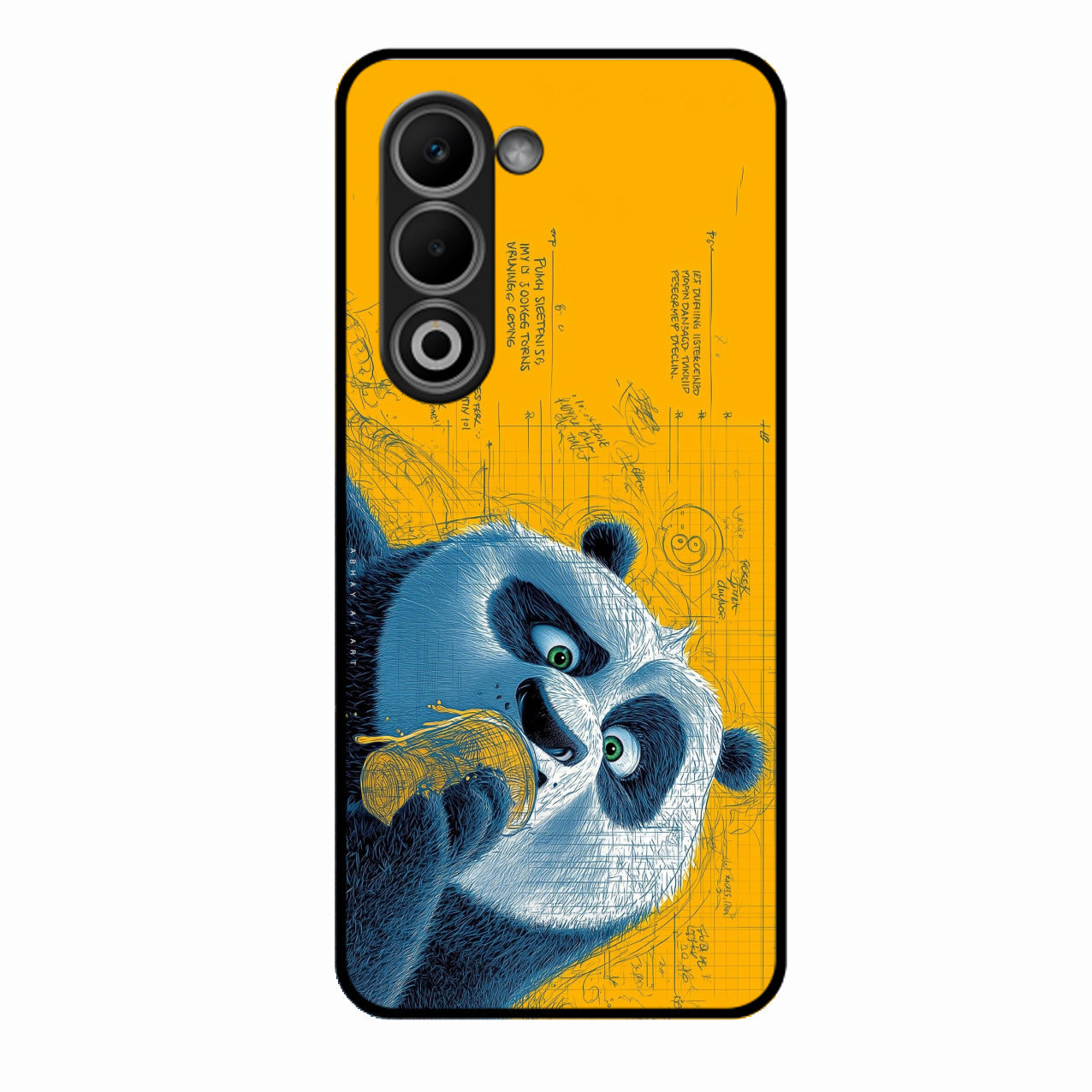 Cute Panda Sketch Premium Glass Phone Case for Oppo K13X 5G