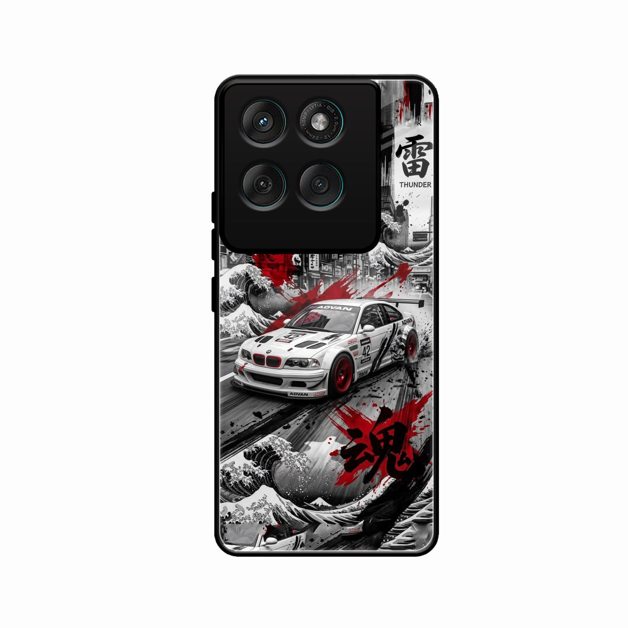 Japanese Wave Drift Racing Premium Glass Phone Case for Motorola Edge 60 Pro 5G