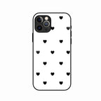 Heart Pattern White Glass Case Cover for iPhone 13 Pro