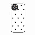Heart Pattern White Glass Case Cover for iPhone 14 Plus