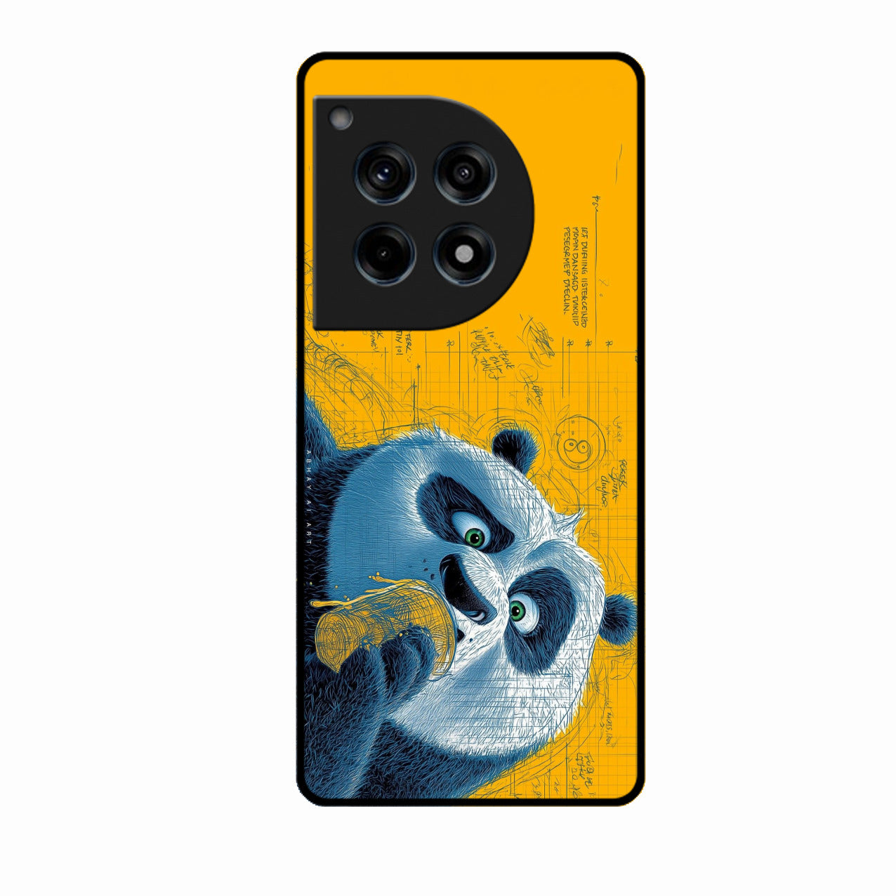 Cute Panda Sketch Premium Glass Phone Case for Oneplus 12R 5G