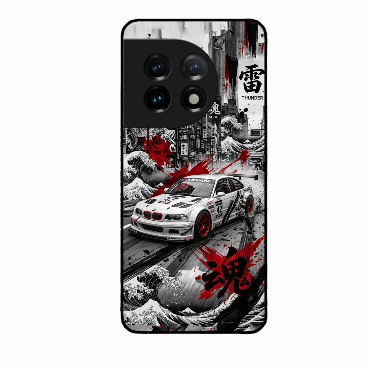 Japanese Wave Drift Racing Premium Glass Phone Case for Oneplus 11R 5G