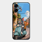Cartoon Scooter Adventure Premium Glass Phone Case for Oppo F33 Pro 5G