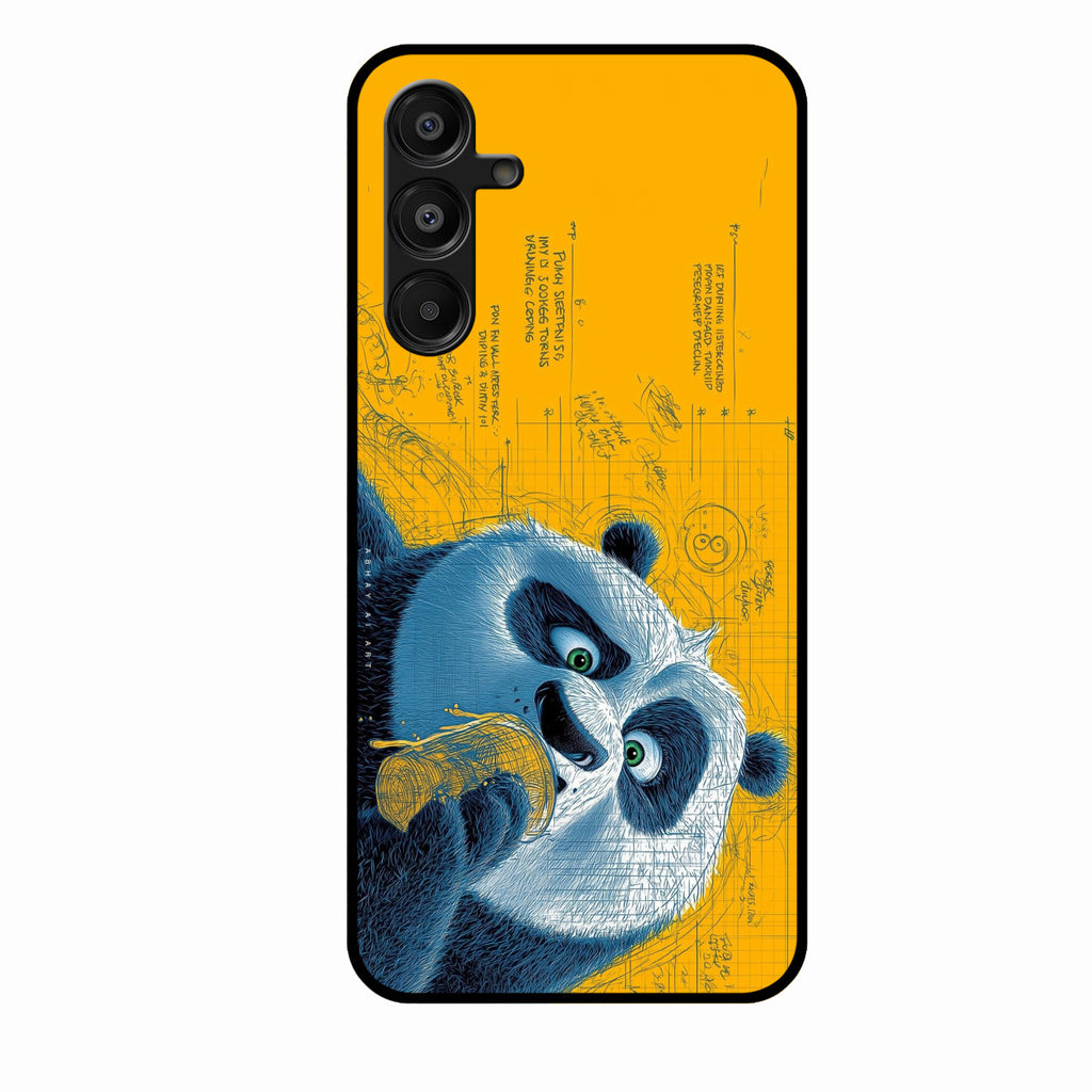 Cute Panda Sketch Premium Glass Phone Case for Samsung Galaxy M16 5G