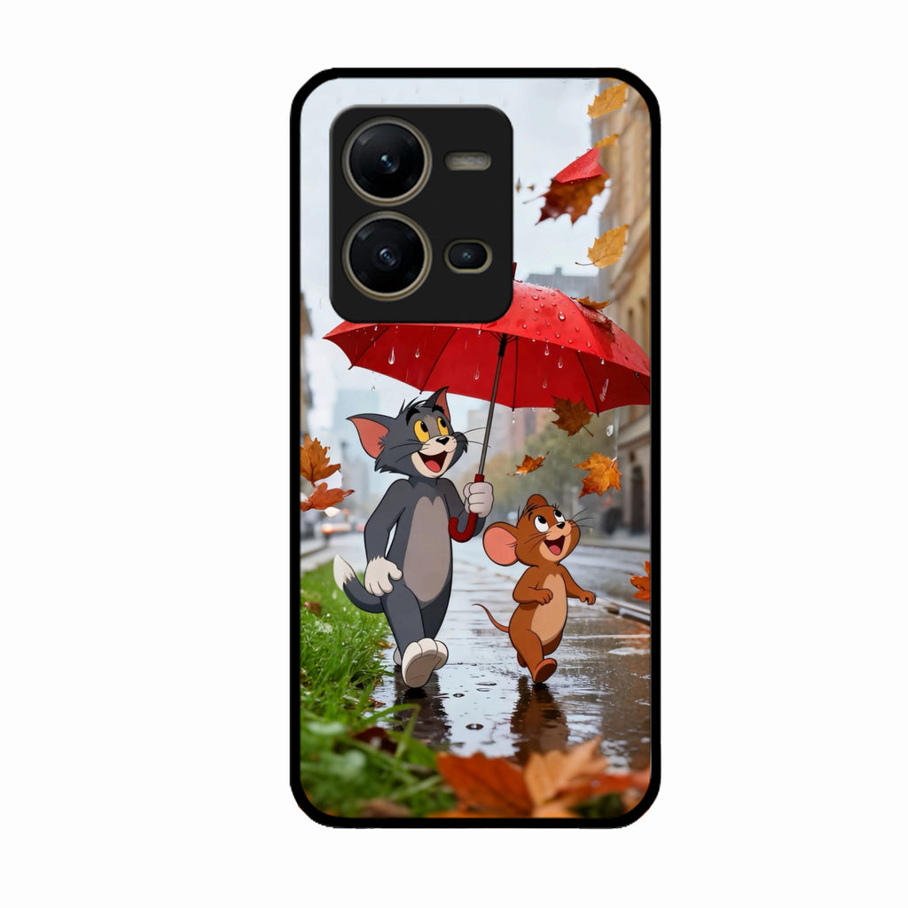 Rainy Day Cartoon Glass Phone Case for Vivo V25 5G