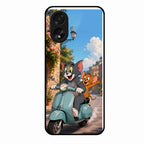 Cartoon Scooter Adventure Premium Glass Phone Case for Oppo A38