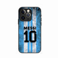 Blue Stripes Number 10 Football Glass Phone Case for iPhone 14 Pro Max
