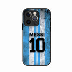 Blue Stripes Number 10 Football Glass Phone Case for iPhone 14 Pro Max