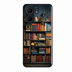 Colorful Bookshelf Art Glass Case Cover for Oppo A5X 5G
