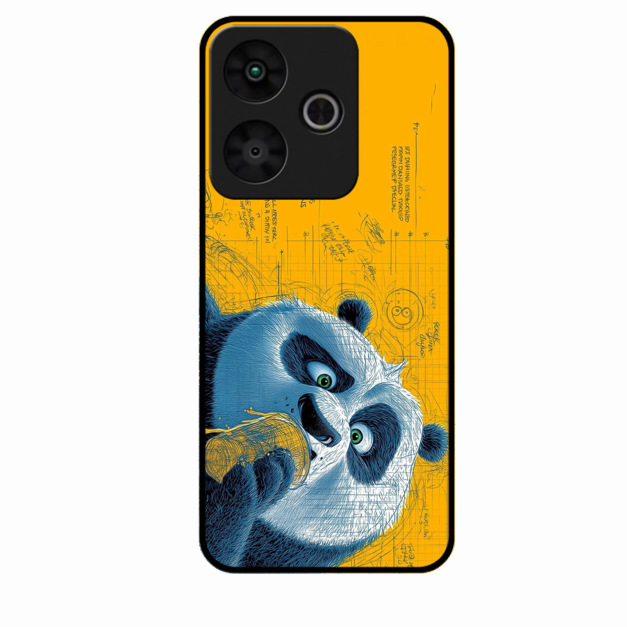 Cute Panda Sketch Premium Glass Phone Case for Redmi 13 5G